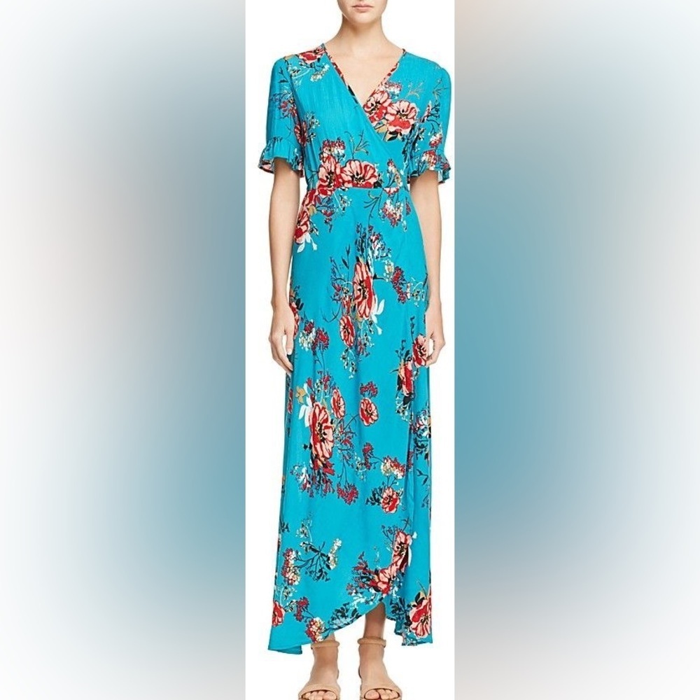 BAND OF‎ GYPSIES Vintage Floral Wrap Maxi Dress large